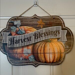 🍁🍃 Harvest Blessings Wall Decor with Pumpkins